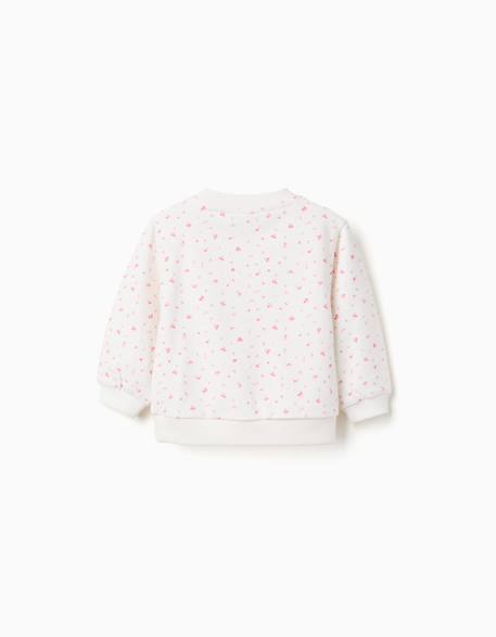 Sweat en coton à motif floral Beige clair 2 - vertbaudet enfant 