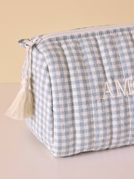 Trousse de toilette en coton vichy Vichy caramel+Vichy vert 10 - vertbaudet enfant 
