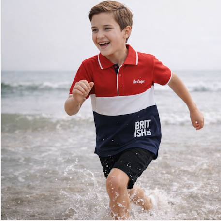 Polo manches courtes garçon imprimé Bleu+Marine+Noir+Rouge 20 - vertbaudet enfant 
