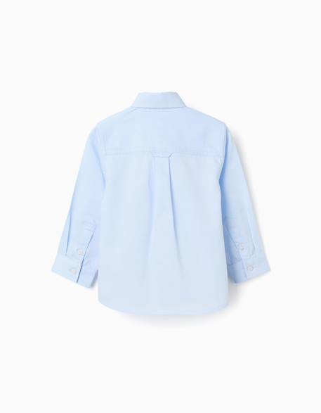 Chemise en coton dobby à manches longues Bleu clair 2 - vertbaudet enfant 