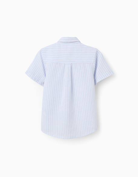 Chemise en coton à manches courtes et rayures Rouge foncé 2 - vertbaudet enfant 