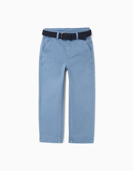 Pantalon chino slim en sergé avec ceinture Blanc+Bleu+Rouge foncé 5 - vertbaudet enfant 