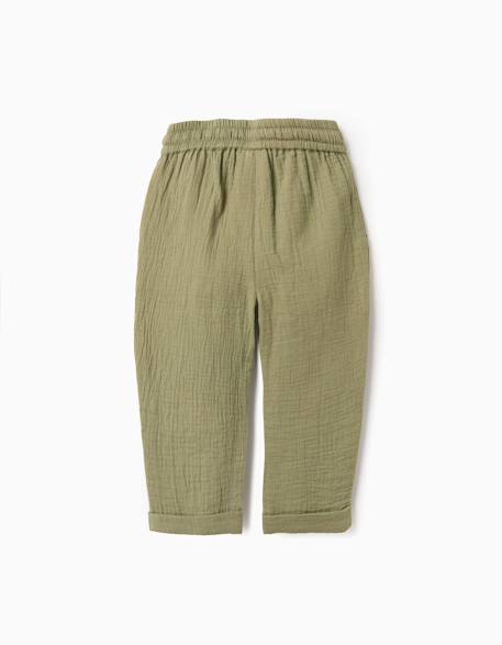 Pantalon baggy en gaze de coton Vert foncé 2 - vertbaudet enfant 
