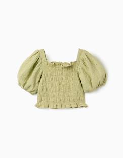 Blouse en coton avec broderie anglaise et manches ballon  - vertbaudet enfant