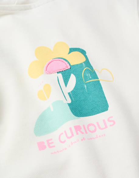 Sweat zippé en coton à capuche et imprimé floral Beige clair 4 - vertbaudet enfant 
