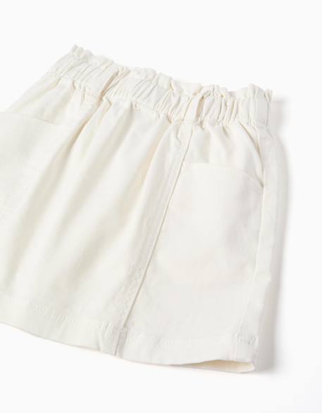 Jupe en sergé avec taille paperbag et poches Blanc 3 - vertbaudet enfant 