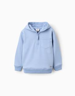 -Sweat en coton à col zippé et capuche