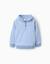 Sweat en coton à col zippé et capuche Bleu clair 1 - vertbaudet enfant 