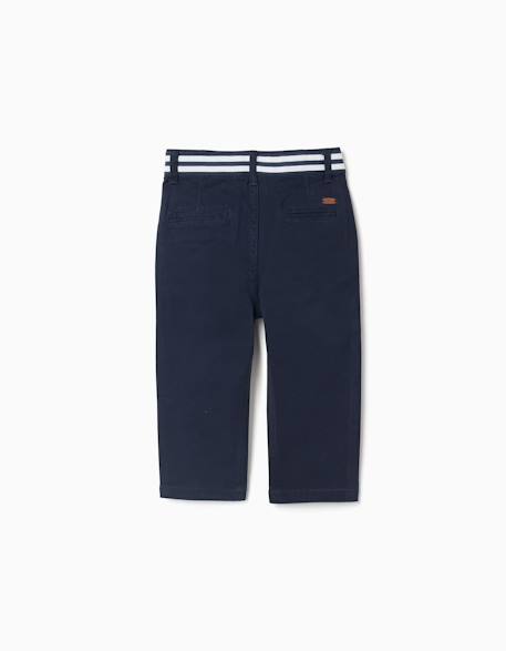 Pantalon chino slim en sergé avec bande rayée Bleu 2 - vertbaudet enfant 