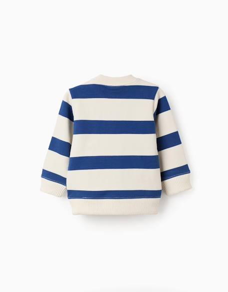Sweat en coton rayé avec poche kangourou Bleu foncé 2 - vertbaudet enfant 