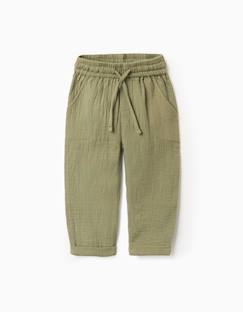 -Pantalon baggy en gaze de coton