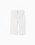 Pantalon en sergé à jambe large et taille paperbag Blanc 1 - vertbaudet enfant 