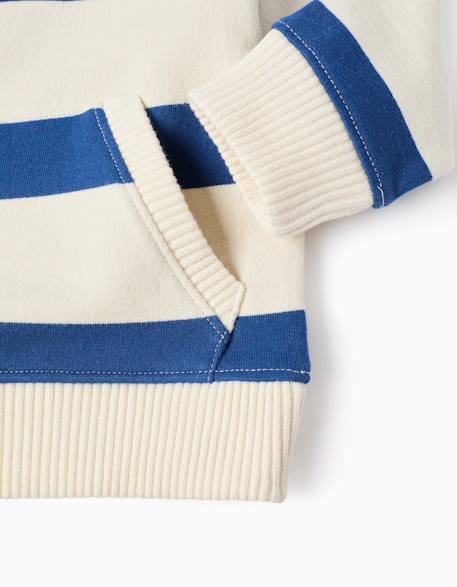 Sweat en coton rayé avec poche kangourou Bleu foncé 4 - vertbaudet enfant 