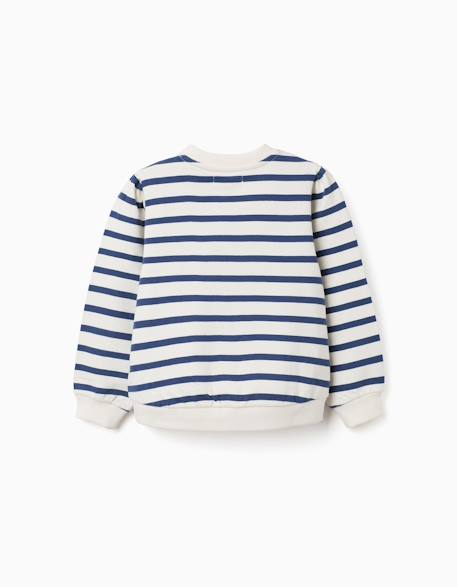 Sweat en coton à rayures et broderie Blanc 2 - vertbaudet enfant 
