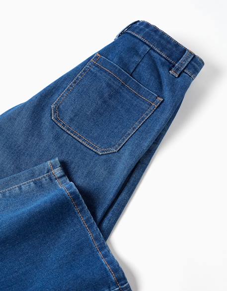 Pantalon en jean à jambes larges Bleu+Bleu clair 4 - vertbaudet enfant 