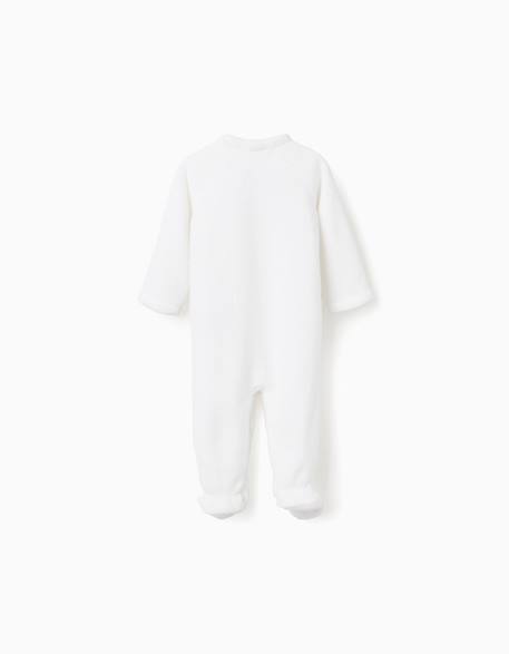 Grenouillère en polaire corail avec broderie Blanc 2 - vertbaudet enfant 