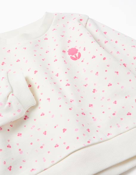 Sweat en coton à motif floral Beige clair 3 - vertbaudet enfant 