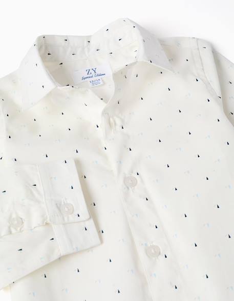 Chemise en popeline à manches longues et motif Blanc 3 - vertbaudet enfant 