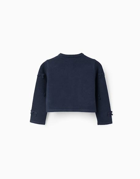 Cardigan en maille court avec nœuds Bleu 2 - vertbaudet enfant 