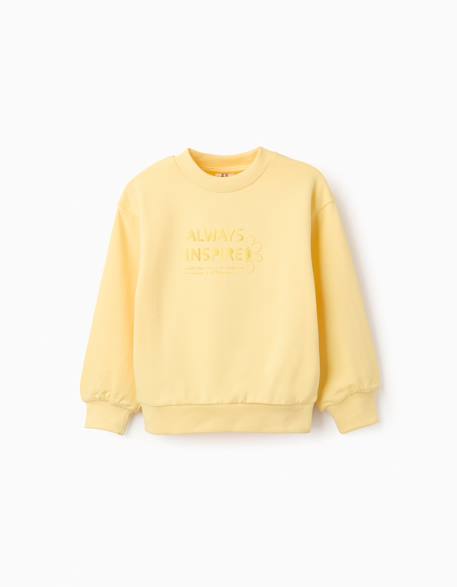 Sweat en coton avec imprimé always inspired Bleu clair+Jaune clair 4 - vertbaudet enfant 