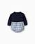 Combinaison bi-matière en coton et à carreaux b&s Bleu foncé 2 - vertbaudet enfant 