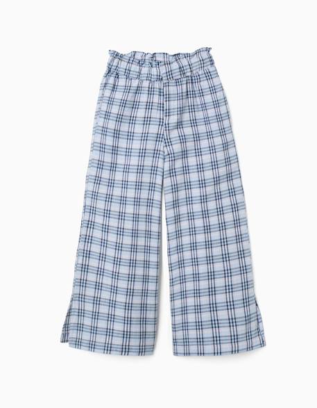 Fille-Pantalon large en coton à carreaux b&s