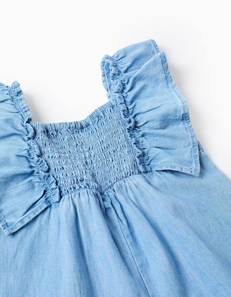 Combinaison en jean à jambe large et volants Bleu 3 - vertbaudet enfant 