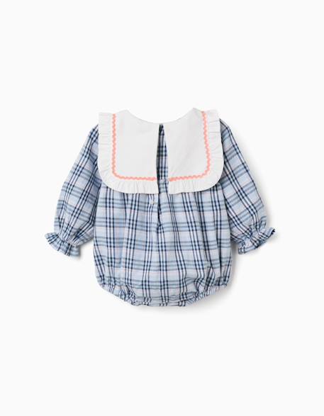 Combinaison en coton et à carreaux b&s Bleu foncé 2 - vertbaudet enfant 