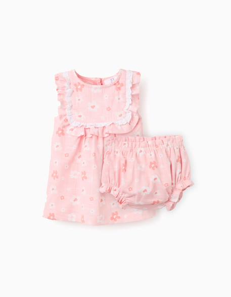 Bébé-Robe et bloomer en coton à fleurs