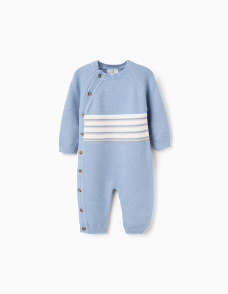 Combinaison en maille à rayures Bleu clair 1 - vertbaudet enfant 