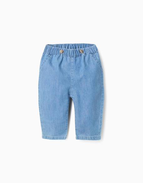 Jean en coton avec taille élastique Bleu 1 - vertbaudet enfant 