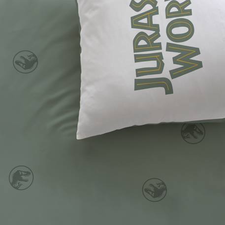 Parure de lit imprimée 100% coton, jurassic world empreinte Blanc 2 - vertbaudet enfant 