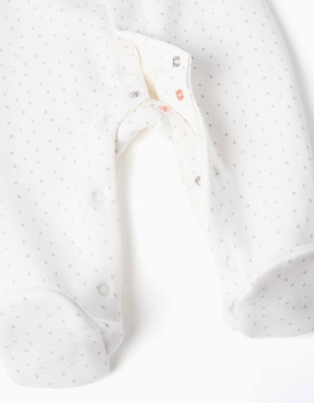 Grenouillère avec doublure en peluche douce et pois Blanc 4 - vertbaudet enfant 