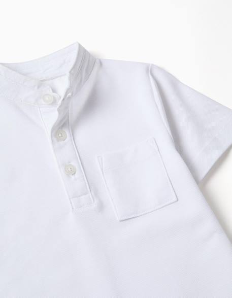 Polo en coton avec col mao et poche Blanc 3 - vertbaudet enfant 