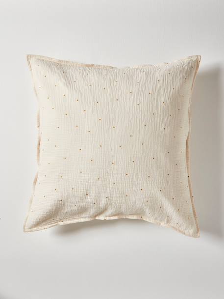 Taie d'oreiller enfant gaze de coton 'gaufrée' Blanc doux+Celadon 1 - vertbaudet enfant 