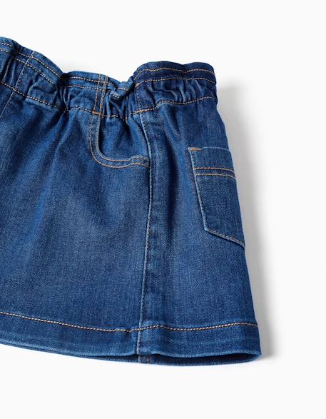 Jupe en jean avec taille paperbag et poches Bleu 3 - vertbaudet enfant 
