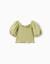 Blouse en coton avec broderie anglaise et manches ballon Vert clair 2 - vertbaudet enfant 