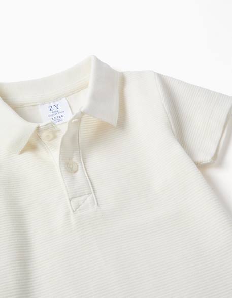 Polo en coton côtelé Blanc 3 - vertbaudet enfant 