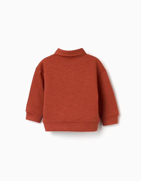 Sweat en coton à col polo et imprimé Orange 2 - vertbaudet enfant 