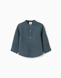 Bébé-Chemise, blouse-Chemise à manches longues en lin et coton avec col mao