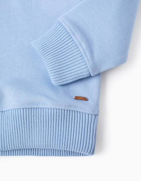 Sweat en coton à col zippé et capuche Bleu clair 4 - vertbaudet enfant 