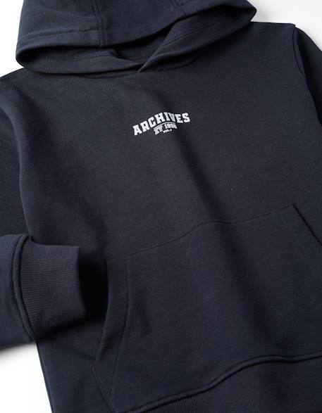 Sweat à capuche avec imprimé et poche à l'avant Blanc+Bleu foncé+Jaune 7 - vertbaudet enfant 