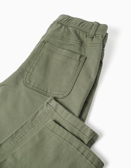 Pantalon baggy en sergé avec poches Vert foncé 4 - vertbaudet enfant 