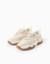 Baskets bi-matière à lacets et semelle épaisse Blanc 2 - vertbaudet enfant 