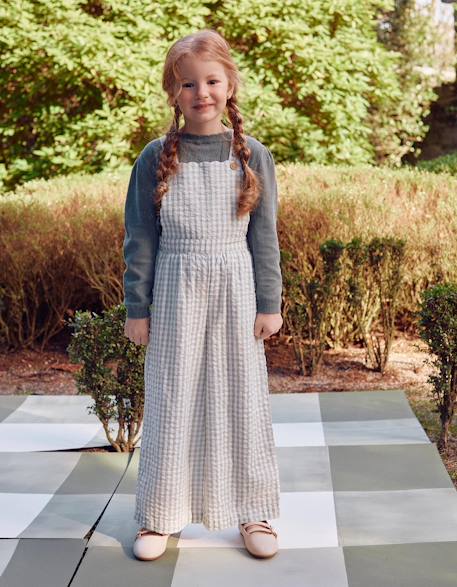 Combinaison en coton à motif vichy b&s Vert clair 1 - vertbaudet enfant 