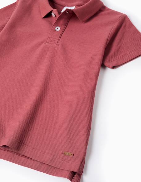Polo côtelé en coton Blanc+Marrón 7 - vertbaudet enfant 