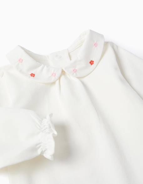 Body à manches longues avec fleurs et volants Blanc 3 - vertbaudet enfant 