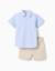 Ensemble chemise à manches courtes et short en coton Beige clair 1 - vertbaudet enfant 