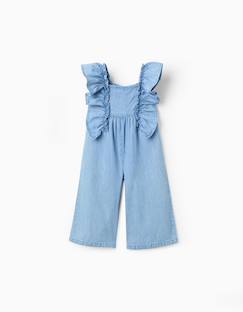 Combinaison en jean à jambe large et volants  - vertbaudet enfant