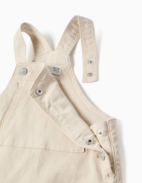 Salopette en sergé avec poche cargo Beige clair 3 - vertbaudet enfant 